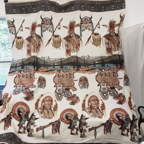 Vintage Native American Indian Pattern  Full size Blanket 88" x 73" - Picture 1 of 7